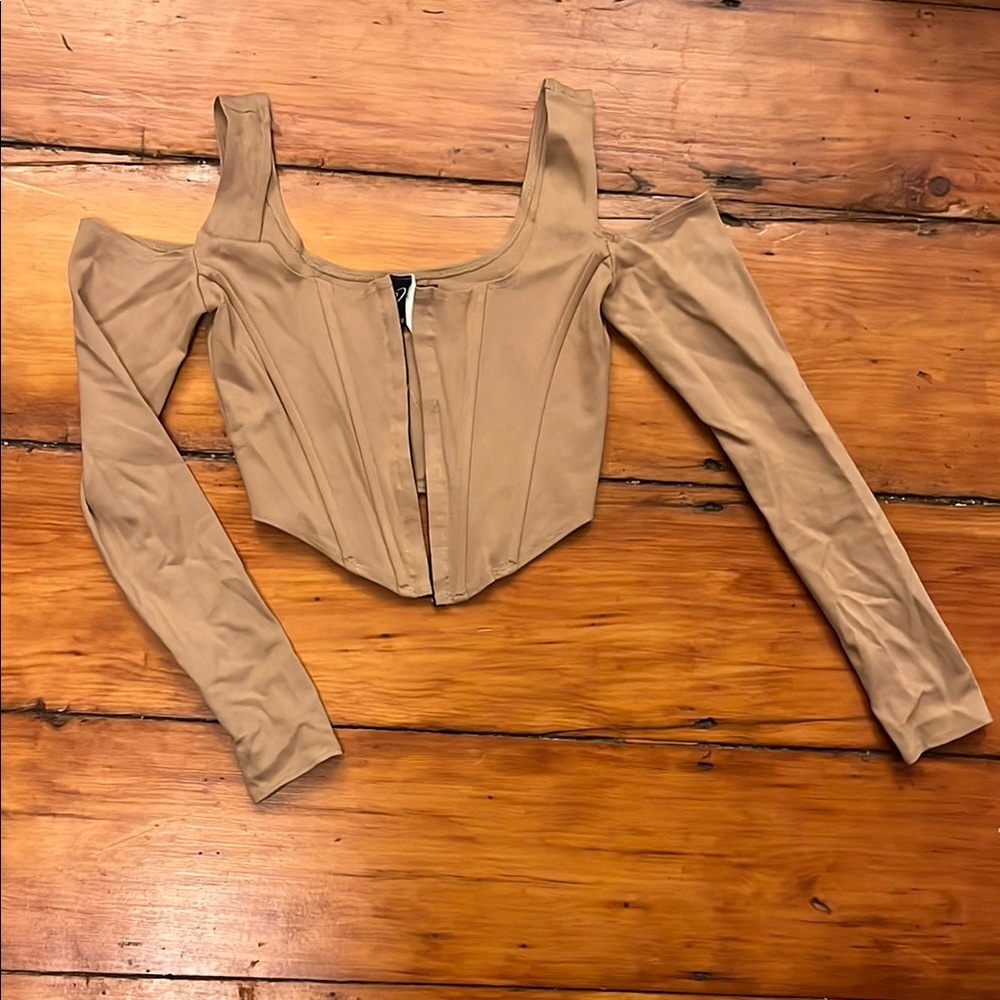 Tan Off-Shoulder Women's Corset Top